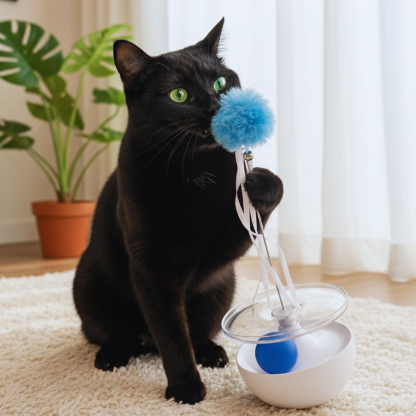 耍廢救星！自嗨不倒翁軌道樂園逗貓玩具｜貓玩具 自嗨神器 互動逗貓棒 滾球 軌道玩具 貓益智玩具 解悶神器-細節圖7