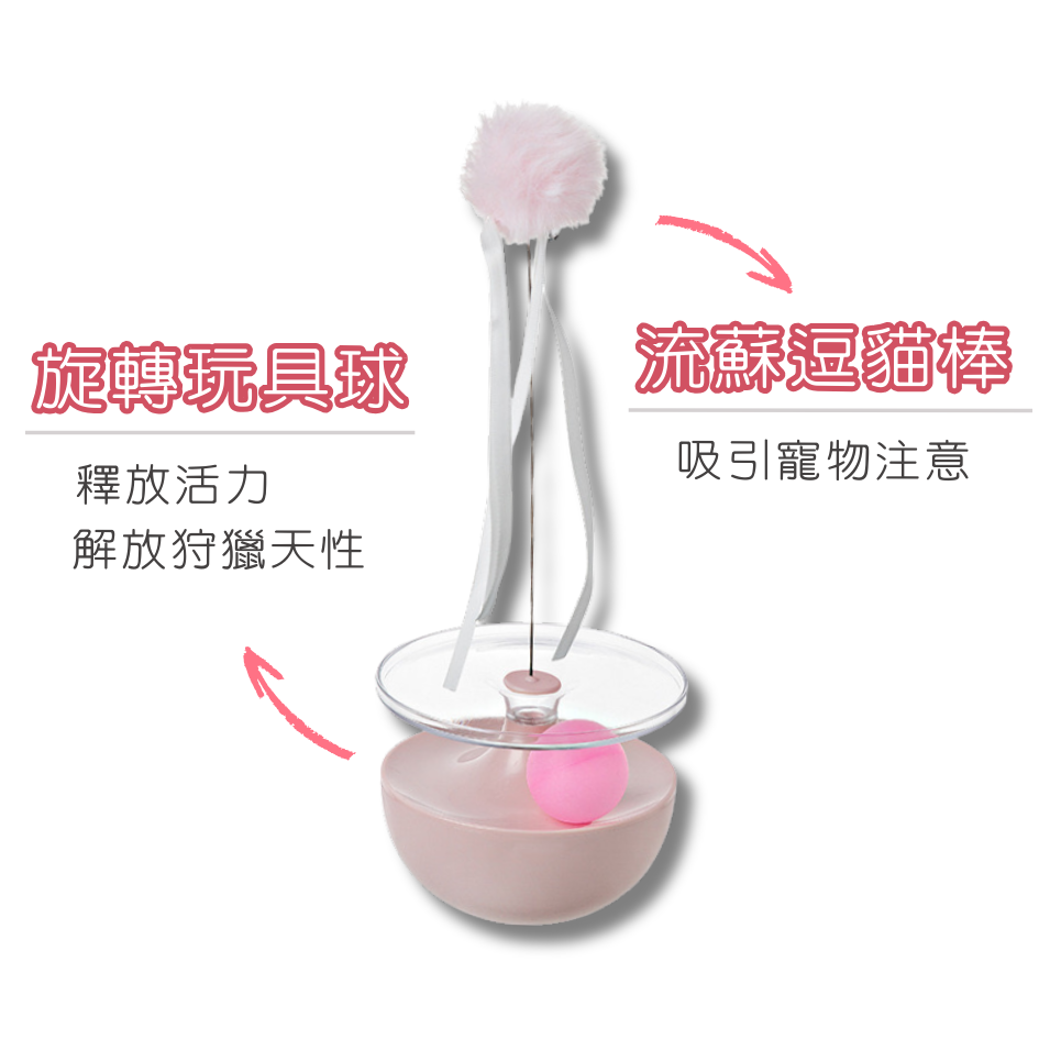 耍廢救星！自嗨不倒翁軌道樂園逗貓玩具｜貓玩具 自嗨神器 互動逗貓棒 滾球 軌道玩具 貓益智玩具 解悶神器-細節圖9