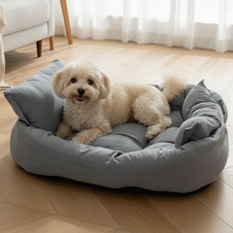 三合一舒壓寵物床窩｜仿鹿皮柔軟睡墊 貓狗通用 護頸沙發床 不扁塌四季款-細節圖4