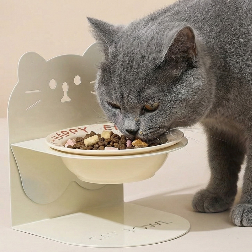 寵物磁吸護頸碗｜高度角度可調 陶瓷 磁吸防翻倒 貓咪中小型犬適用-細節圖3