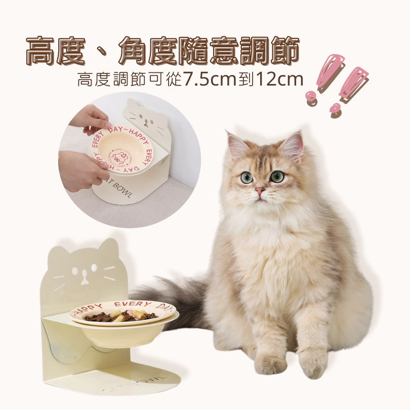 寵物磁吸護頸碗｜高度角度可調 陶瓷 磁吸防翻倒 貓咪中小型犬適用-細節圖9