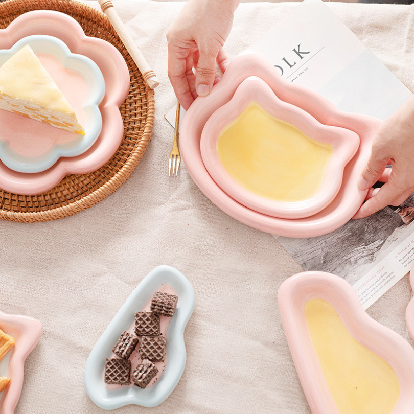 韓系嘟嘟寵物陶瓷盤｜不沾鬍鬚 寬口淺盤 貓咪點心盤 罐頭盤 陶瓷餐具-細節圖7