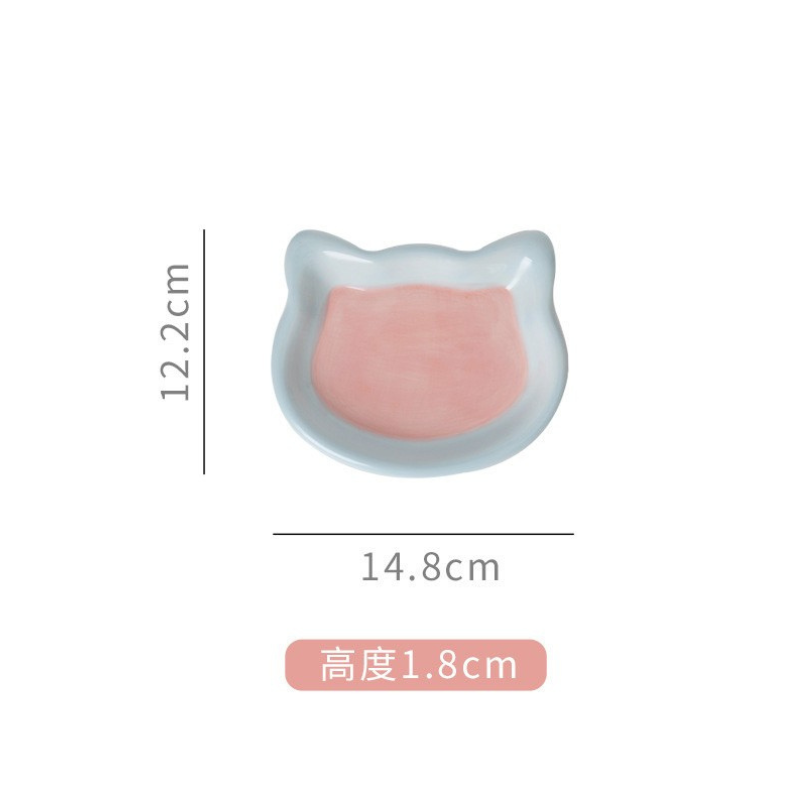 韓系嘟嘟寵物陶瓷盤｜不沾鬍鬚 寬口淺盤 貓咪點心盤 罐頭盤 陶瓷餐具-規格圖8