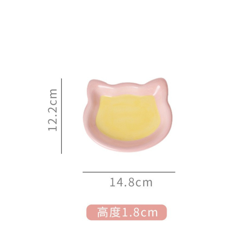 韓系嘟嘟寵物陶瓷盤｜不沾鬍鬚 寬口淺盤 貓咪點心盤 罐頭盤 陶瓷餐具-規格圖8