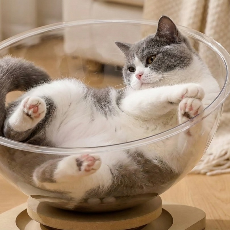 透明太空艙貓窩 舒適大容量丨 可玩可睡 貓床 寵物貓窩 貓跳台延伸款 半封閉貓窩-細節圖3