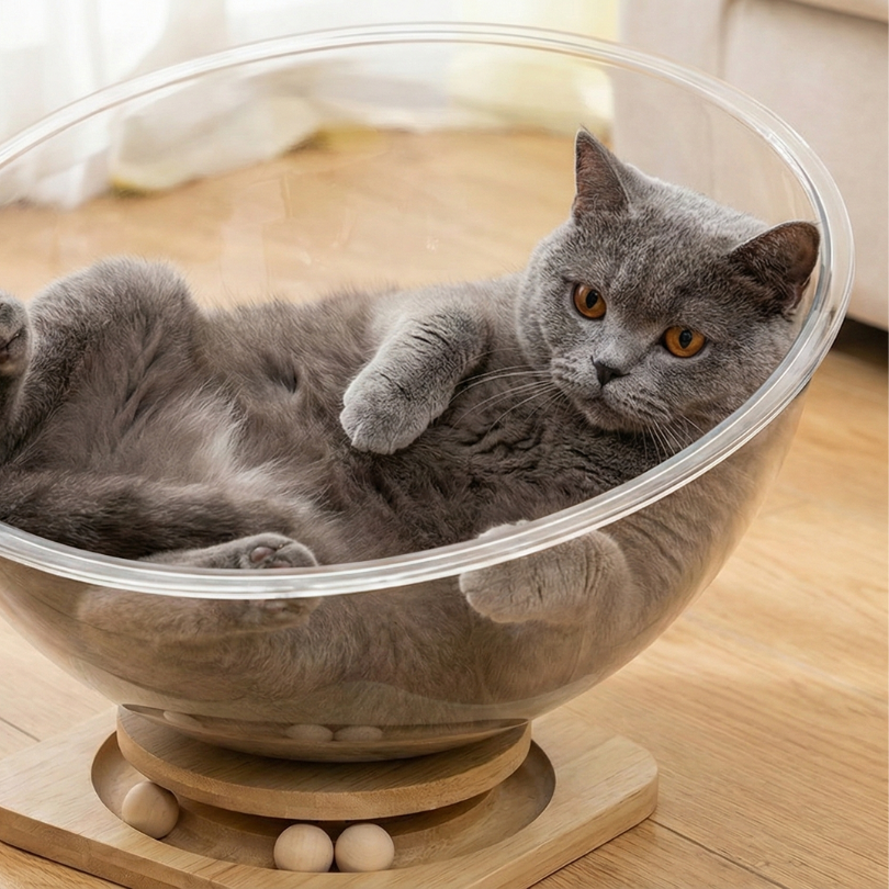 透明太空艙貓窩 舒適大容量丨 可玩可睡 貓床 寵物貓窩 貓跳台延伸款 半封閉貓窩-細節圖7