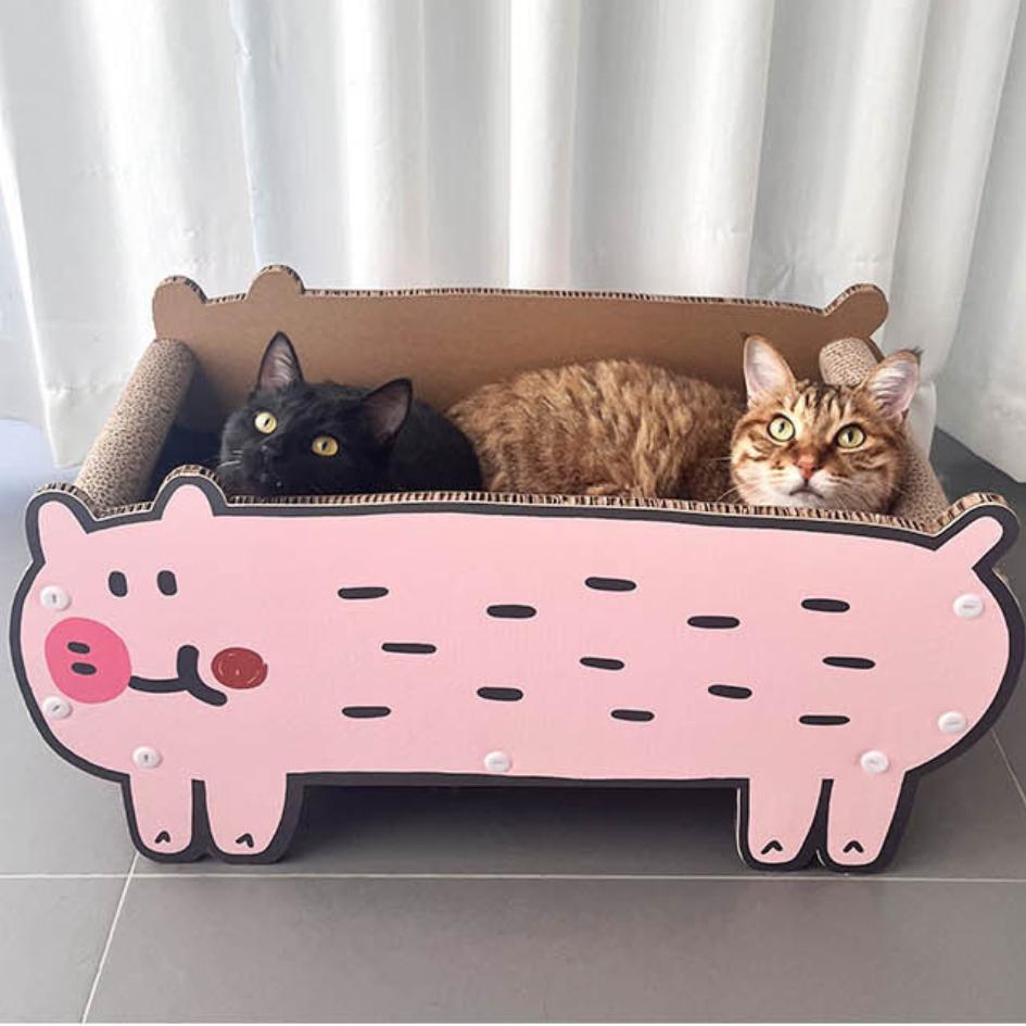 小豬貓抓板｜貓咪玩具 耐磨耐抓 貓窩 貓貓解悶自嗨玩具 貓咪床-細節圖3