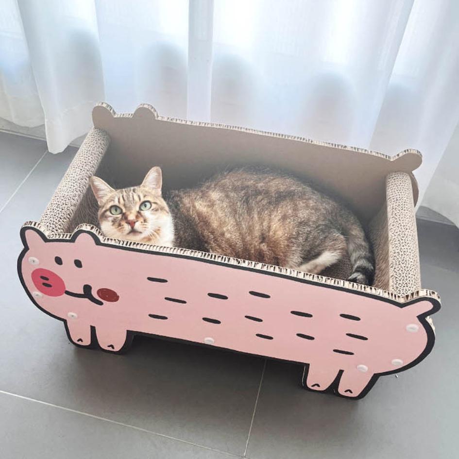 小豬貓抓板｜貓咪玩具 耐磨耐抓 貓窩 貓貓解悶自嗨玩具 貓咪床-細節圖6