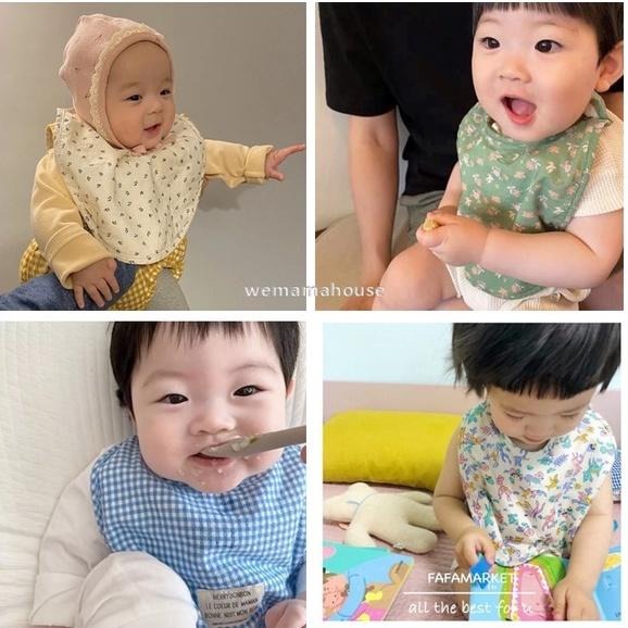 [台灣現貨免擱等] 寶寶圍兜 吃飯圍兜 圍兜兜 H1 圍兜 嬰兒圍兜 寶寶圍兜 口水圍兜 雙面圍兜 碎花圍兜 嬰兒口水巾-細節圖4