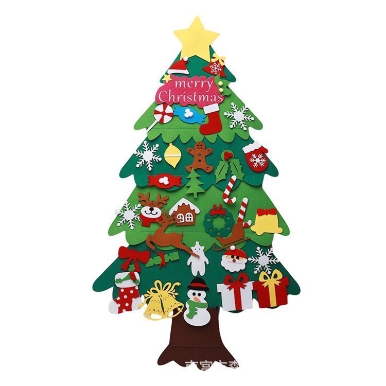 [現貨-帽帽家] 毛氈聖誕樹 聖誕樹 不織布聖誕樹 聖誕花圈 平面聖誕樹 聖誕節 聖誕樹裙 聖誕花環 聖誕桶 3米燈串-細節圖3