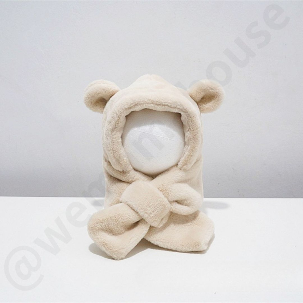 帽帽家👒台灣現貨🚚 兒童毛帽 小孩毛帽 兒童圍巾 卡其色 兒童護耳帽 兒童遮耳帽 小孩護耳帽 小孩圍巾 遮耳帽-細節圖6