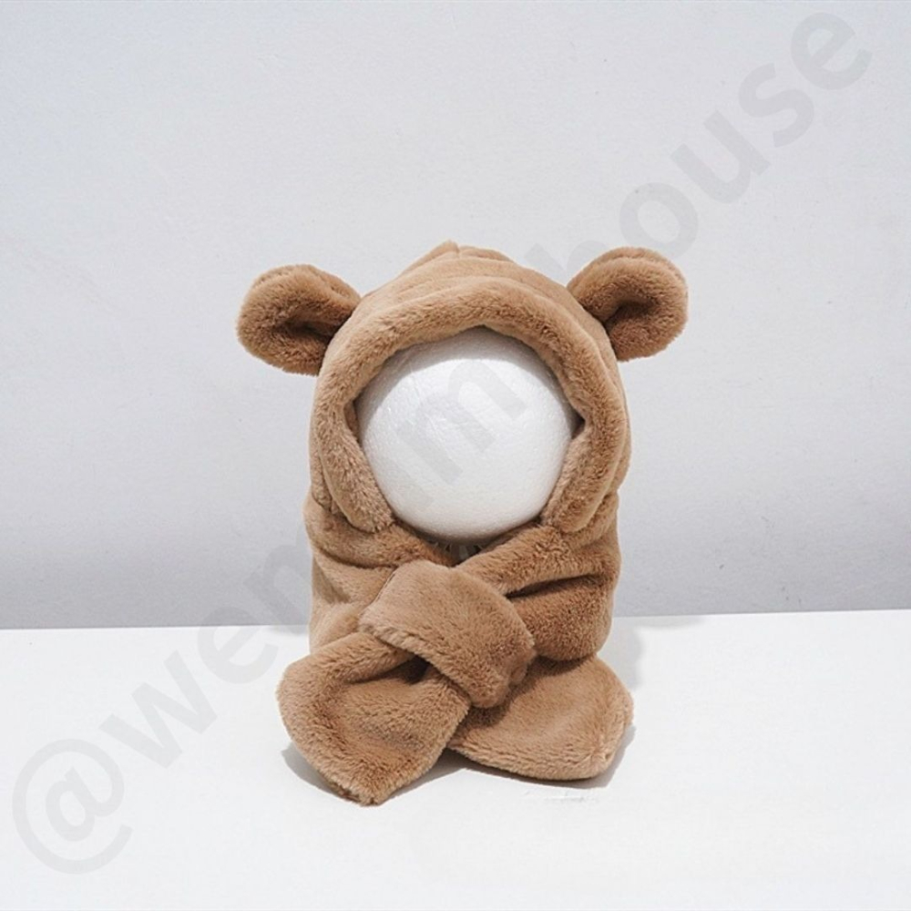 帽帽家👒台灣現貨🚚 兒童毛帽 小孩毛帽 兒童圍巾 卡其色 兒童護耳帽 兒童遮耳帽 小孩護耳帽 小孩圍巾 遮耳帽-細節圖7