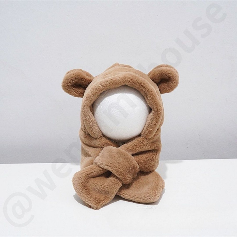 帽帽家👒台灣現貨🚚 兒童毛帽 小孩毛帽 兒童圍巾 卡其色 兒童護耳帽 兒童遮耳帽 小孩護耳帽 小孩圍巾 遮耳帽-規格圖7