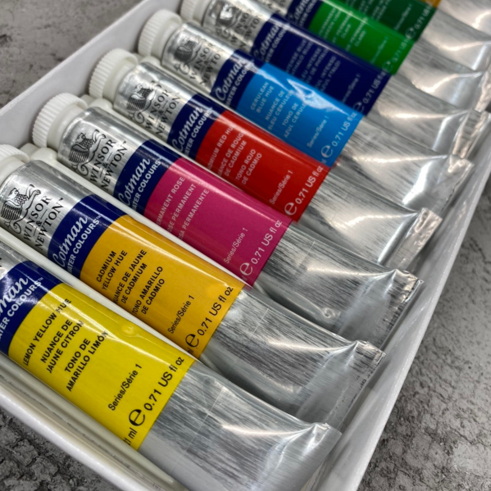 藝城美術~牛頓 WINSWINSOR NEWTON 溫莎 牛頓 12色 水彩 21ml 學生級 透明水彩鋁管盒裝組-細節圖2