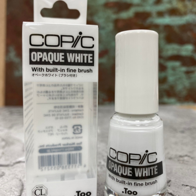 藝城美術-日本Copic OPAQUE WHITE 遮覆液 修正用不透明白色水性顏料-6ml 爆亮白（附筆刷）
