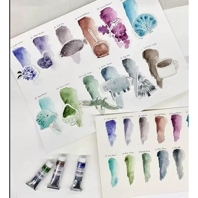 藝城美術~日本 Kusakabe 沉澱分層色 Harmonia系列 水彩顏料 沉澱水彩 10ml 12色組 盒裝-細節圖9