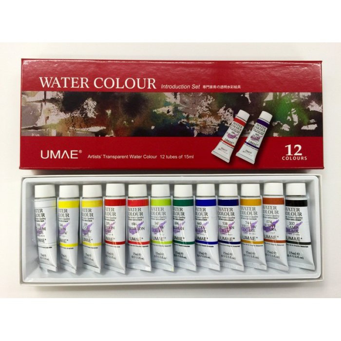 藝城美術~ UMAE 奧馬 透明水彩顏料 學生級 Water Colours  15ML  12/18色-細節圖2