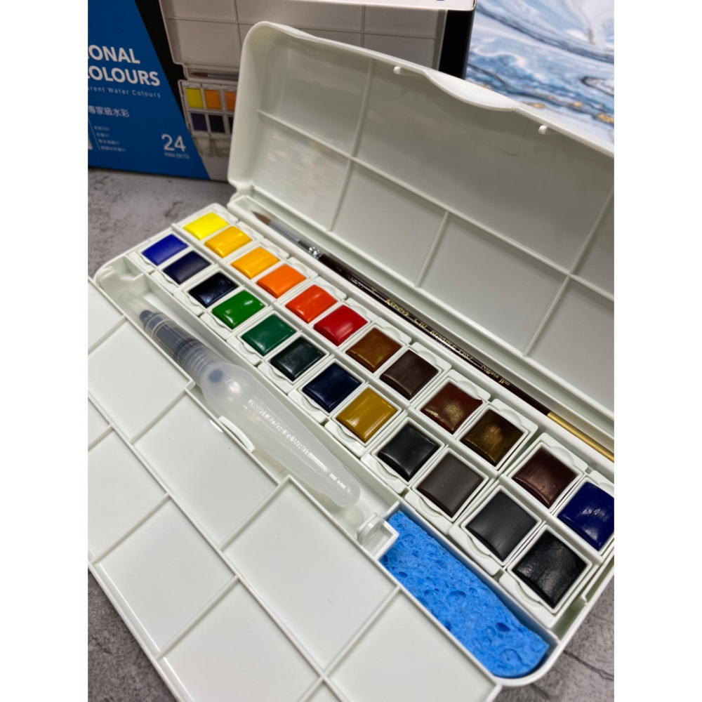藝城美術~台灣 UMAE 奧馬 專家級 半塊 塊狀水彩 12/16/24色 還有 手工塊狀水彩24色 🎨-細節圖2