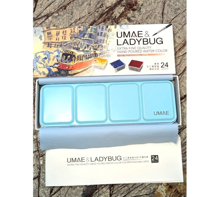 專家級手工透明水彩 24色 藍盒