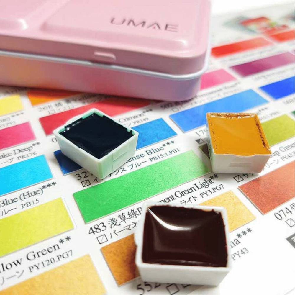 藝城美術~台灣 UMAE 奧馬 專家級 半塊 塊狀水彩 12/16/24色 還有 手工塊狀水彩24色 🎨-規格圖11