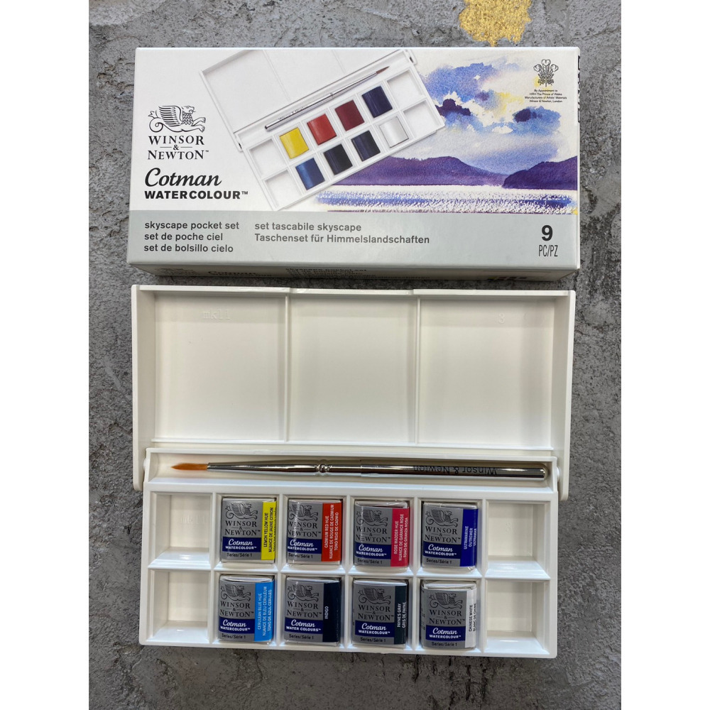 藝城美術~ 英國 溫莎牛頓 Cotman 學生級 肖像 風景 花卉 天空 透明水彩 塊狀水彩 8色組 4種系列-細節圖10