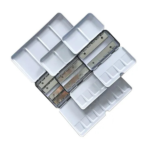 藝城美術~ 韓國 MUNGYO 空盒塊狀水彩顏料調色盤 黑鐵盒 12格/24格/48格