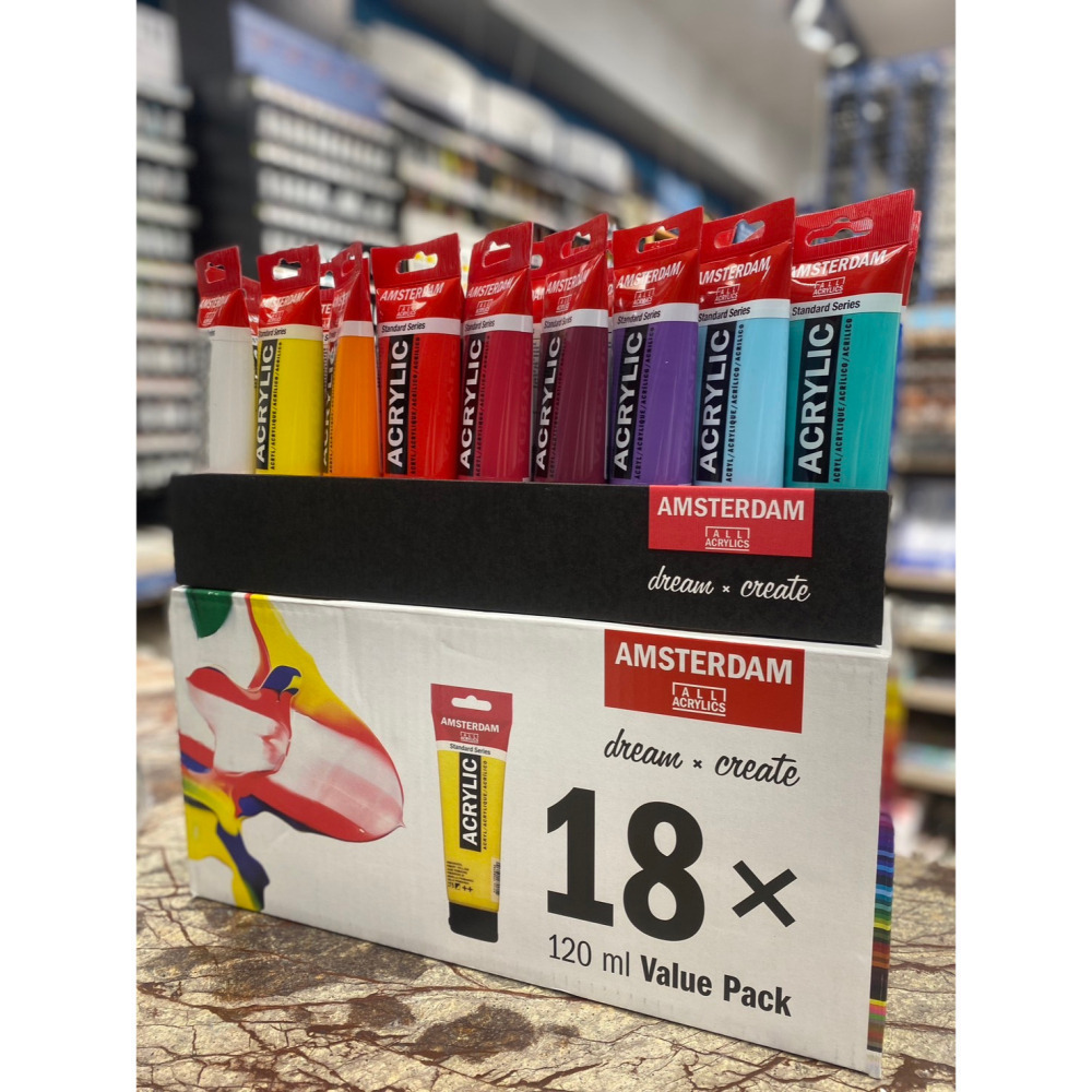 藝城美術~ 荷蘭 AMSTERDAM acrylic color 阿姆斯特丹 壓克力顏料120ml 18色套組 限量📢-細節圖2