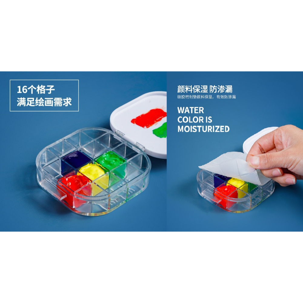 藝城美術~ 秀普 多功能 折疊式筆洗桶 保濕顏料盒 三合一 調色盤 +顏料盒+洗筆筒 寫生 攜帶方便 易清洗-細節圖3
