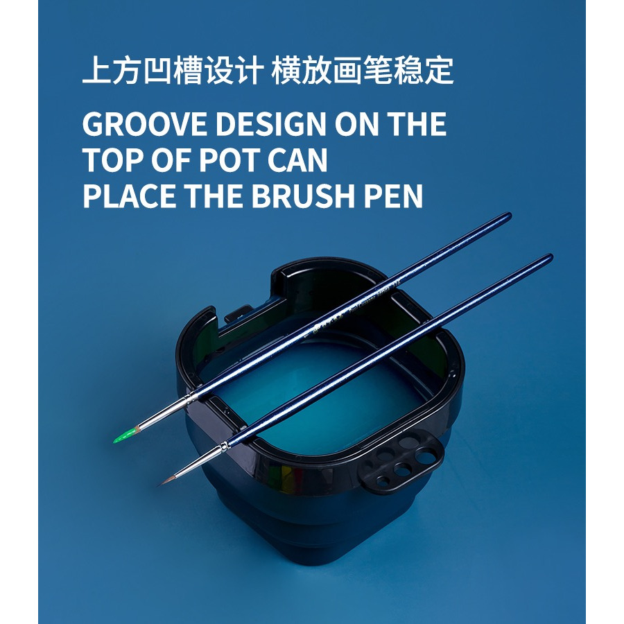 藝城美術~ 秀普 多功能 折疊式筆洗桶 保濕顏料盒 三合一 調色盤 +顏料盒+洗筆筒 寫生 攜帶方便 易清洗-細節圖4