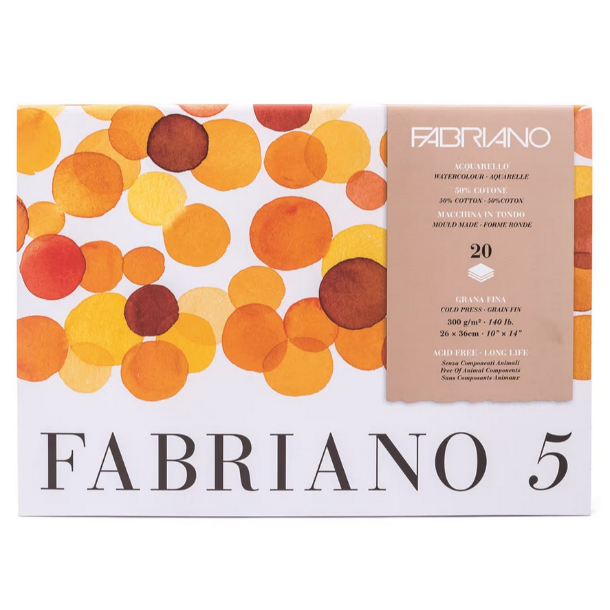 藝城美術~ FABRIANO 5 水彩紙 中目 300g  20張 50%棉 封膠 多媒材適用 二種尺寸-規格圖7