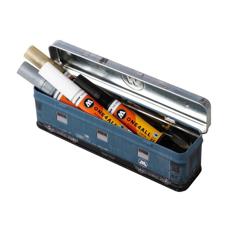 藝城美術~德國 MOLOTOW 仿真 小火車 鐵製鉛筆盒 限量~~-細節圖4