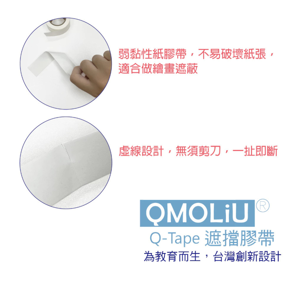藝城美術~QMOLiU麥克筆專用 紙膠帶 遮擋膠帶 (寬25mm*12MM+可撕線) 遮擋效果極佳 不傷紙 防止酒精滲透-細節圖5