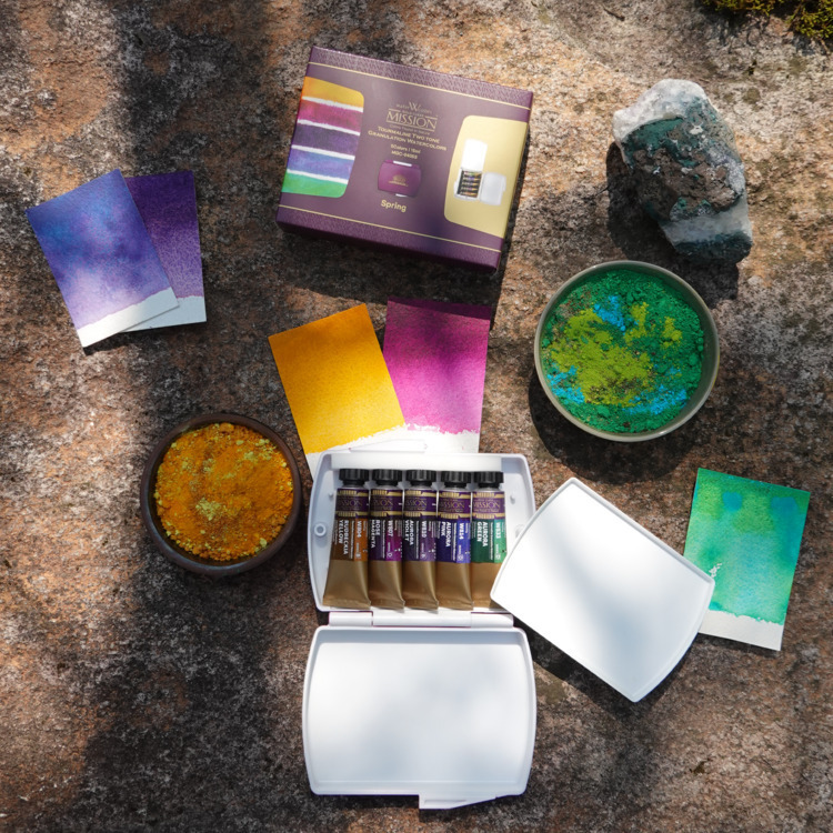 藝城美術~Mission Tourmaline Two Tone Granulation 雙色 沉澱色水彩 盒裝 5款-細節圖5
