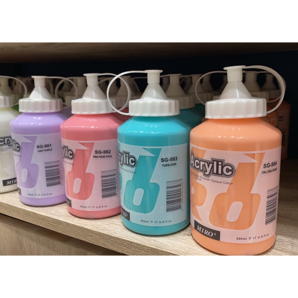 藝城美術~ ㊕MIRO 米羅 壓克力顏料 ACRYLIC 丙烯 色彩純淨亮麗500ml 大容量  特殊色 📢 超取7罐-細節圖3