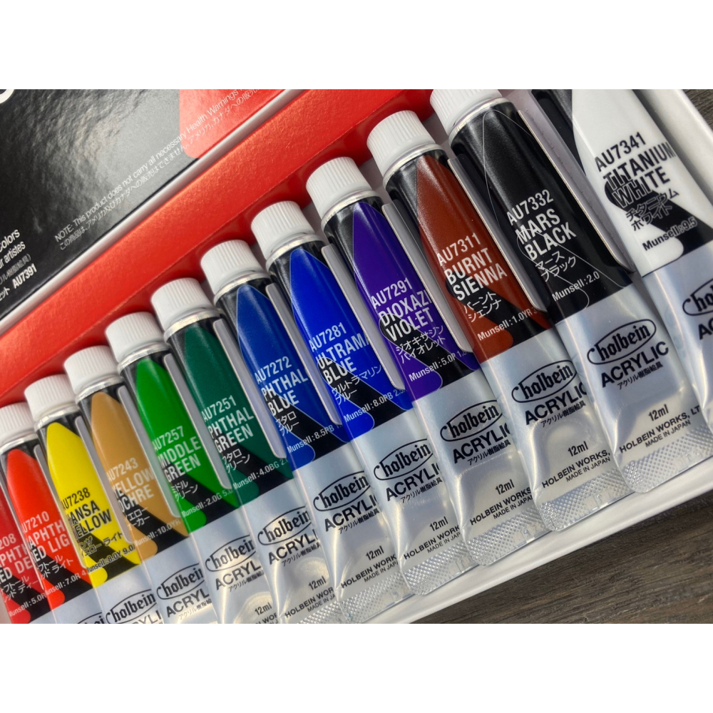 藝城美術~12ml日本 好賓 Holbein Heavy Body 專家級 重質壓克力顏料 12ml 12/18色-細節圖2