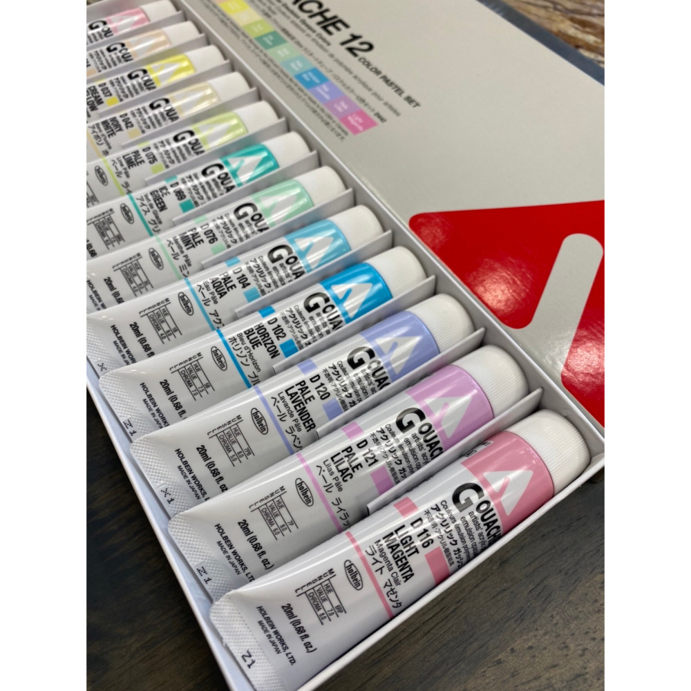 藝城美術~日本 Holbein 好賓 不透明壓克力顏料 Gouache 20ml 盒裝 粉色12色 D442-細節圖5