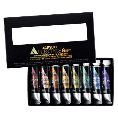 藝城美術~ 日本 好賓 金珠壓克力 顏料 不透明偏光 金屬8色組 5ml AC893 💎-細節圖2