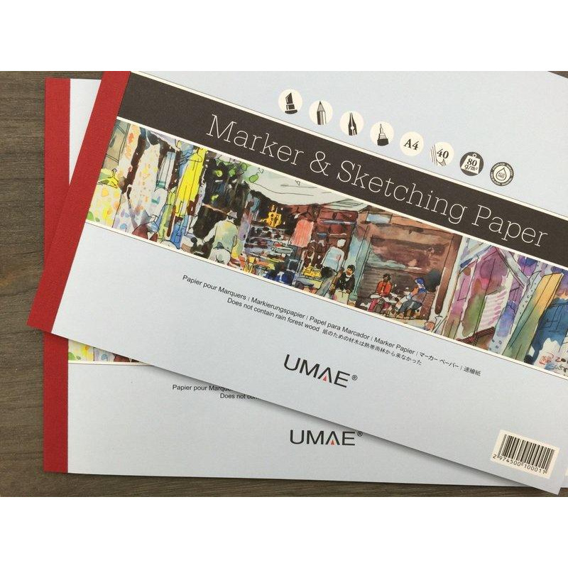 藝城美術~ UMAE 奧馬 速繪本 速寫本 素描本 A4 40張 適用麥克筆、素描、色鉛筆、沾水筆 代針筆 80g/m2-細節圖2