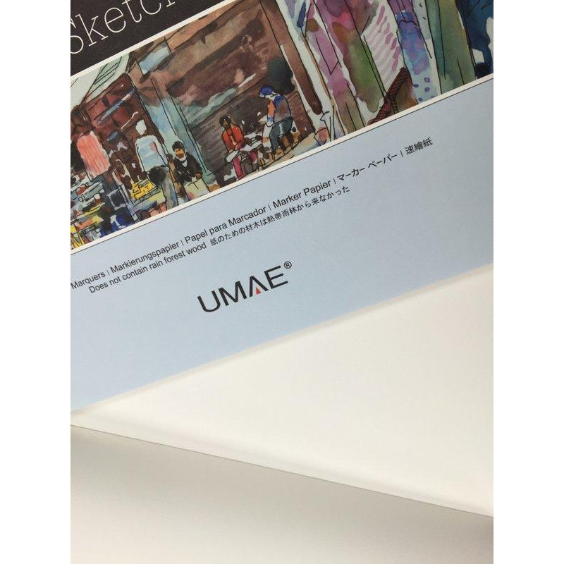 藝城美術~ UMAE 奧馬 速繪本 速寫本 素描本 A4 40張 適用麥克筆、素描、色鉛筆、沾水筆 代針筆 80g/m2-細節圖4