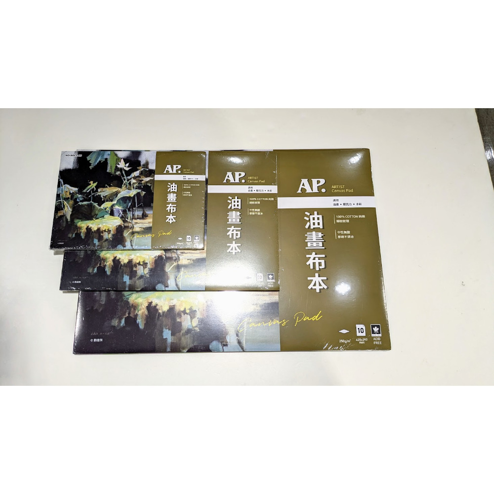 藝城美術~ AP. 油畫布本  Canvas Pad 250g/m² 10頁 表面耐油性強 不易滲透變形 三種尺寸-規格圖4