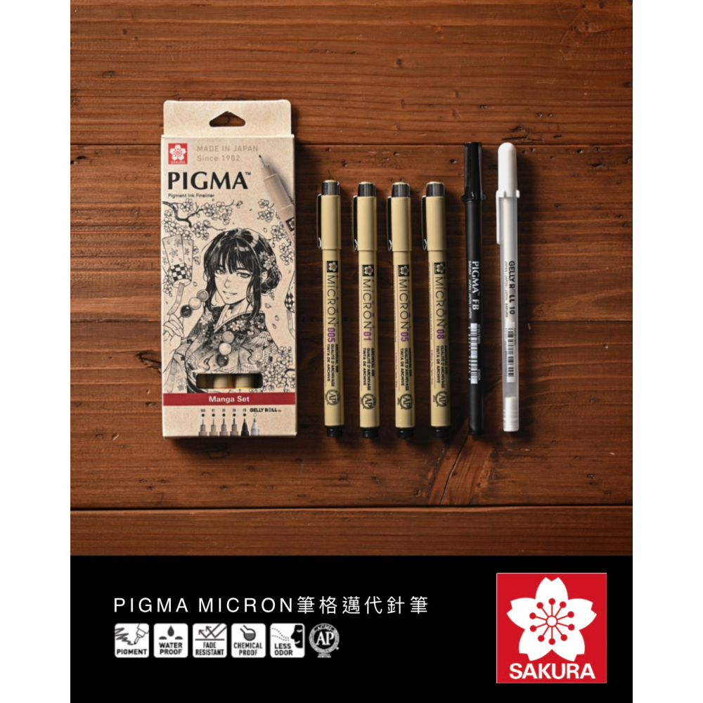 藝城美術~日本 SAKURA 櫻花 PIGMA MICRON 筆格邁代針筆 漫畫套組 (6支入)新包裝-細節圖4