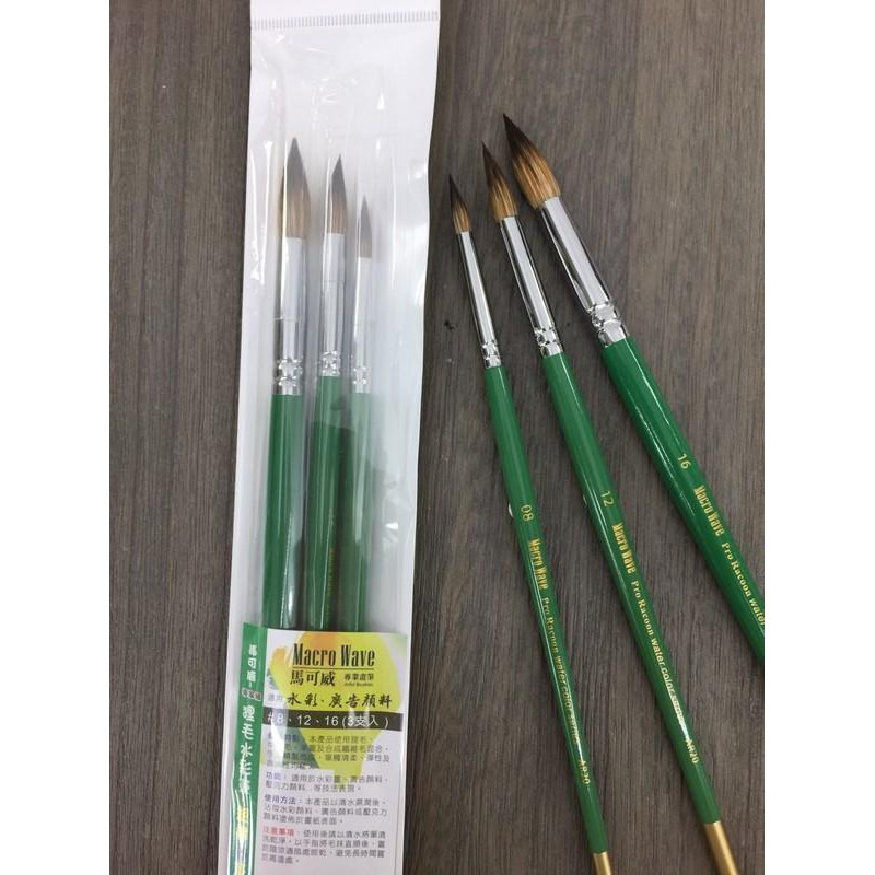 藝城美術~馬可威 狸毛水彩筆 短桿 AR20 圓頭/AR23平頭 8.12.16號 三支入-細節圖2