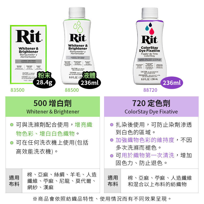 藝城美術~美國 RIT 瑞特 染劑 輔助劑系列 染色去除劑*白色洗滌劑*定色劑 可去漬 清潔 增強色彩附著力👕-細節圖9
