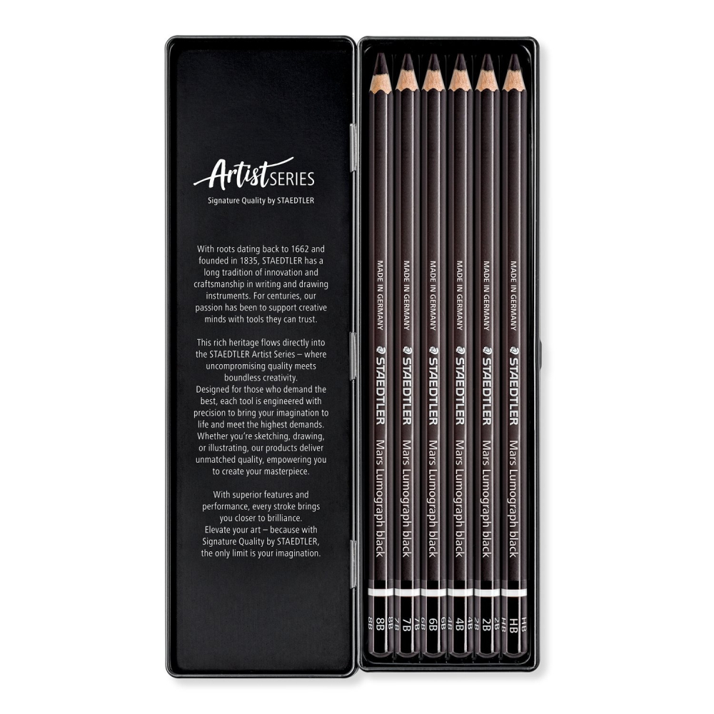 藝城美術~ 德國 STAEDTLER 施德樓 鐵人 專業 黑桿素描鉛筆 6入 極致黑 不反光 消光鉛筆 新包裝-細節圖2