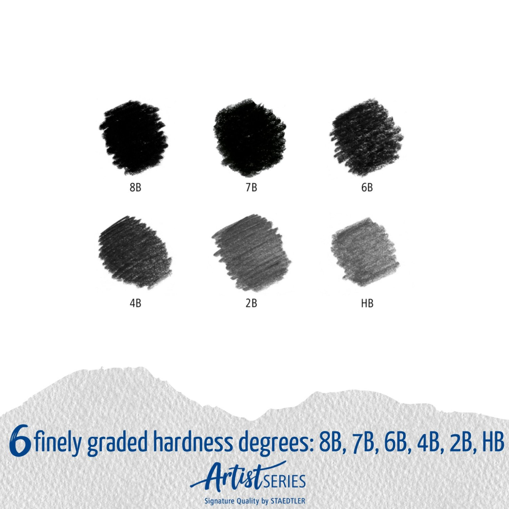藝城美術~ 德國 STAEDTLER 施德樓 鐵人 專業 黑桿素描鉛筆 6入 極致黑 不反光 消光鉛筆 新包裝-細節圖4