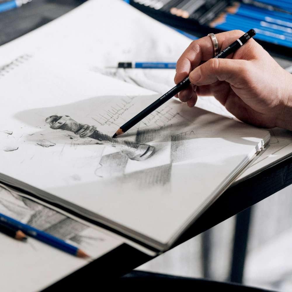 藝城美術~ 德國 STAEDTLER 施德樓 鐵人 專業 黑桿素描鉛筆 6入 極致黑 不反光 消光鉛筆 新包裝-細節圖9