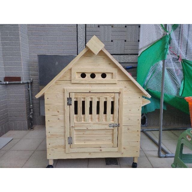 🏡 [新改款] 特大型 XL號 防水原木狗屋 ｜ 樟子松實木籠 ｜ 適用拉拉 哈士奇 土狗 【多吉狗屋】-規格圖8