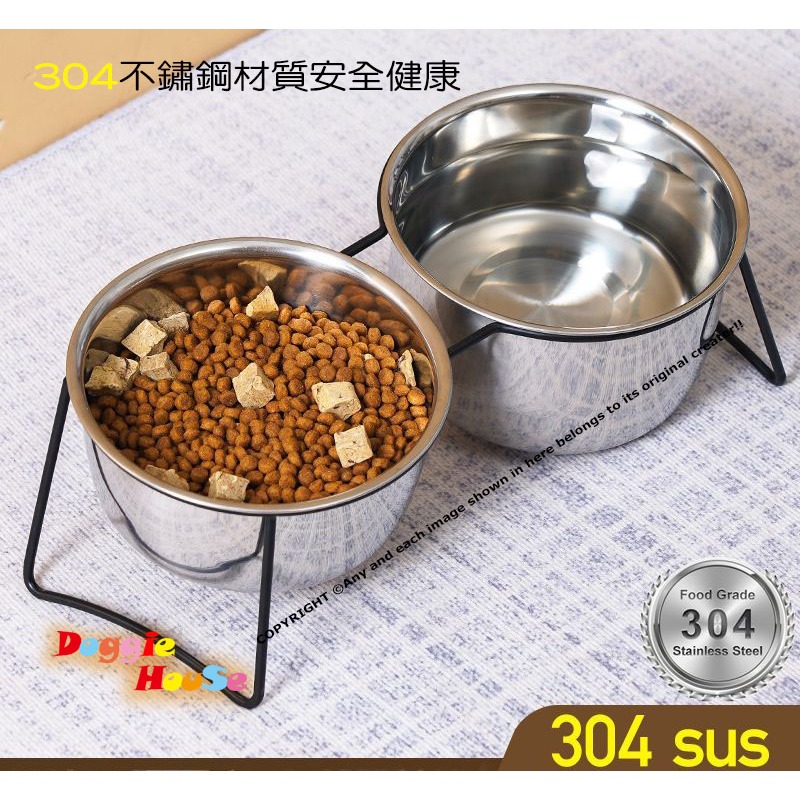 下殺出清！304不銹鋼雙碗 ｜ 加厚大容量食碗 貓狗通用飯盆 ｜ 寵物碗 特價 【多吉狗屋】-規格圖7