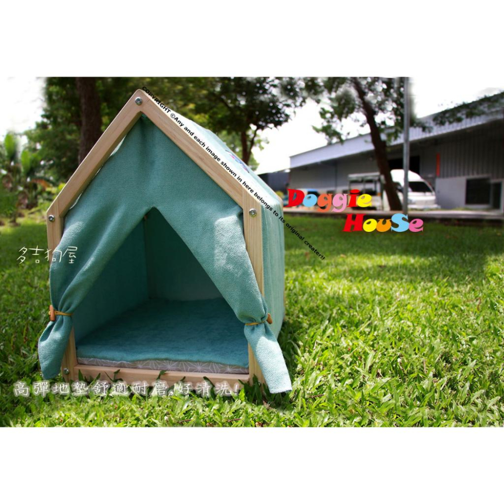 【多吉狗屋】中型原木狗屋 實木 ｜ 臘腸 貴賓犬貓 適用 ｜ 透氣圍幔設計 寵物窩籠 ｜ 大特價！-細節圖5