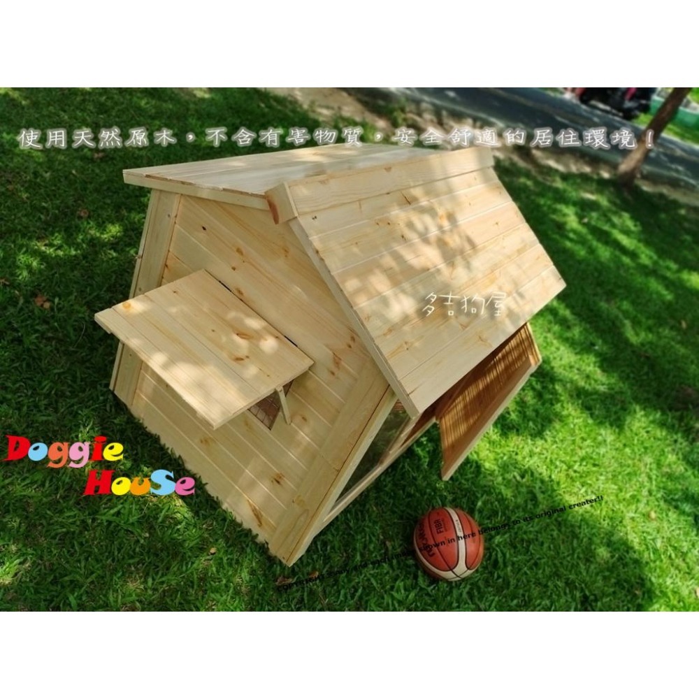限時特價！【多吉狗屋】特大型原木狗屋 ｜ 落地玻璃窗 奢華實木寵物屋 ｜ 拉拉 米克斯適用-細節圖4